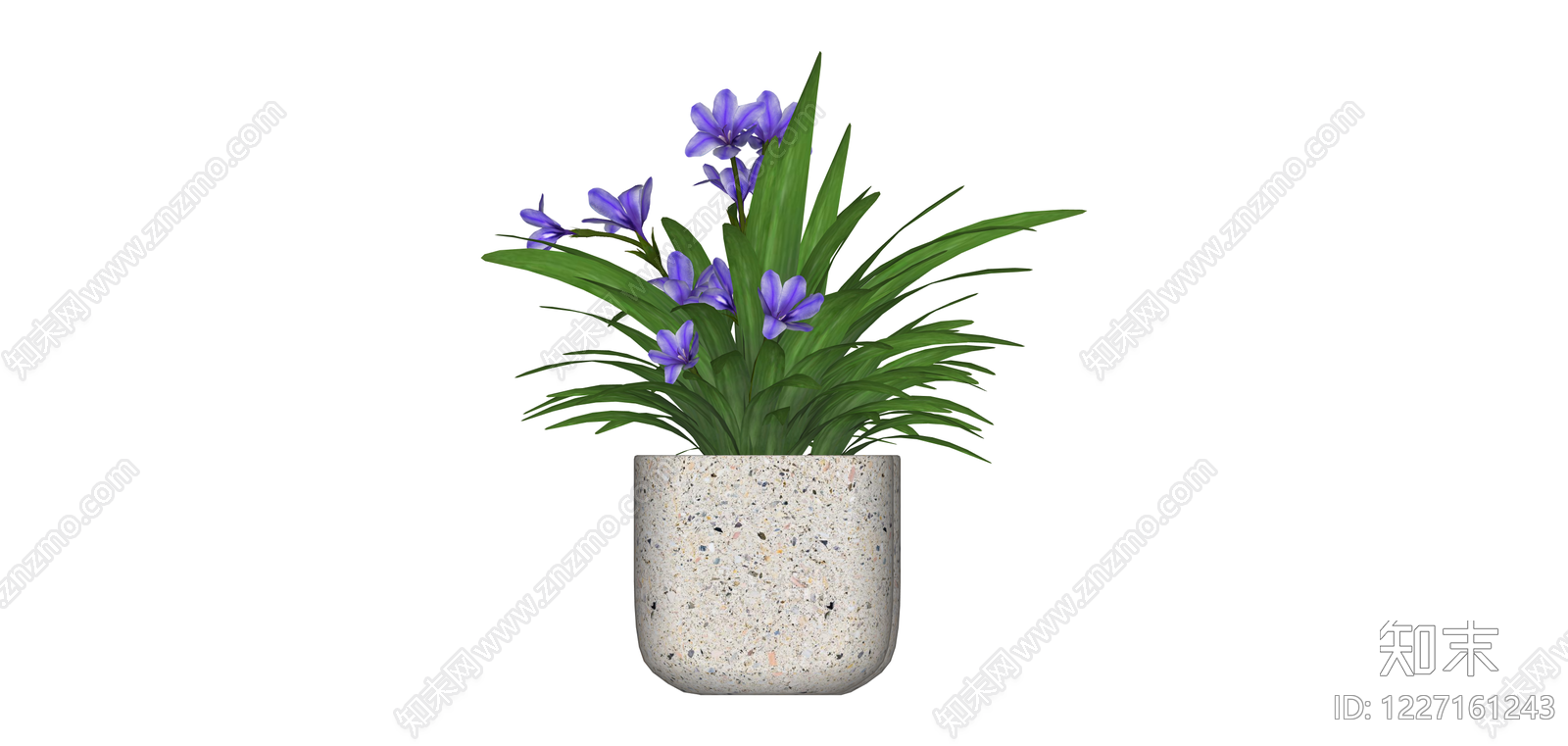 紫色花卉盆栽组合SU模型下载【ID:1227161243】