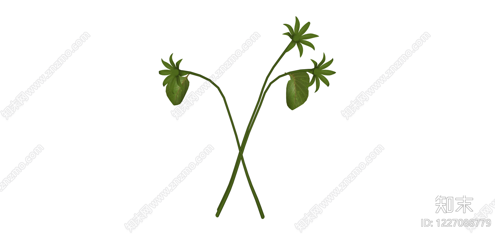 仿真绿植枝条组件SU模型下载【ID:1227088779】