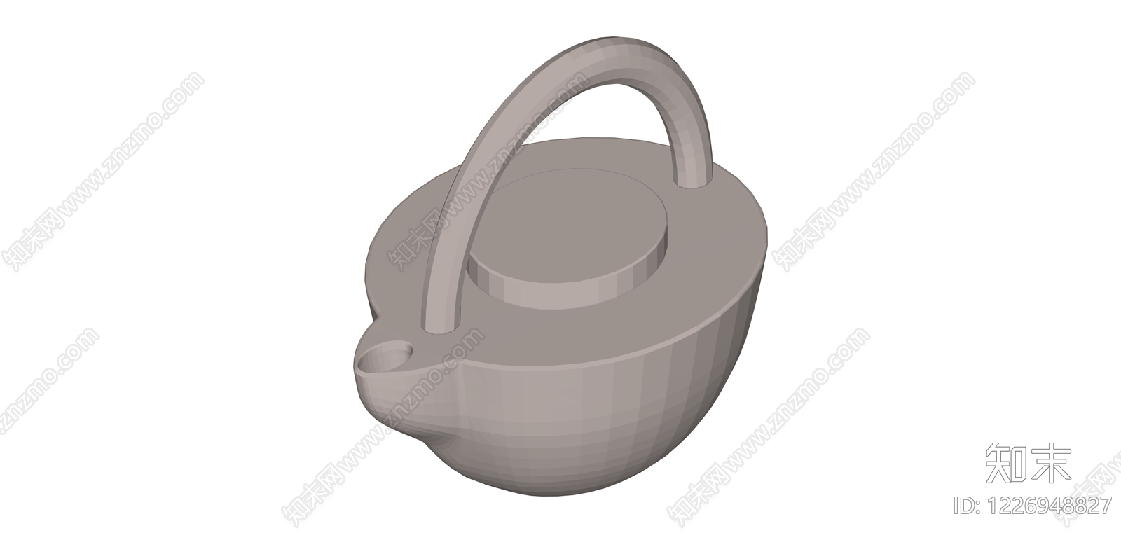 带把手茶壶白模SU模型下载【ID:1226948827】