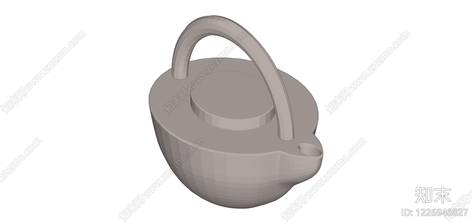 带把手茶壶白模SU模型下载【ID:1226948827】