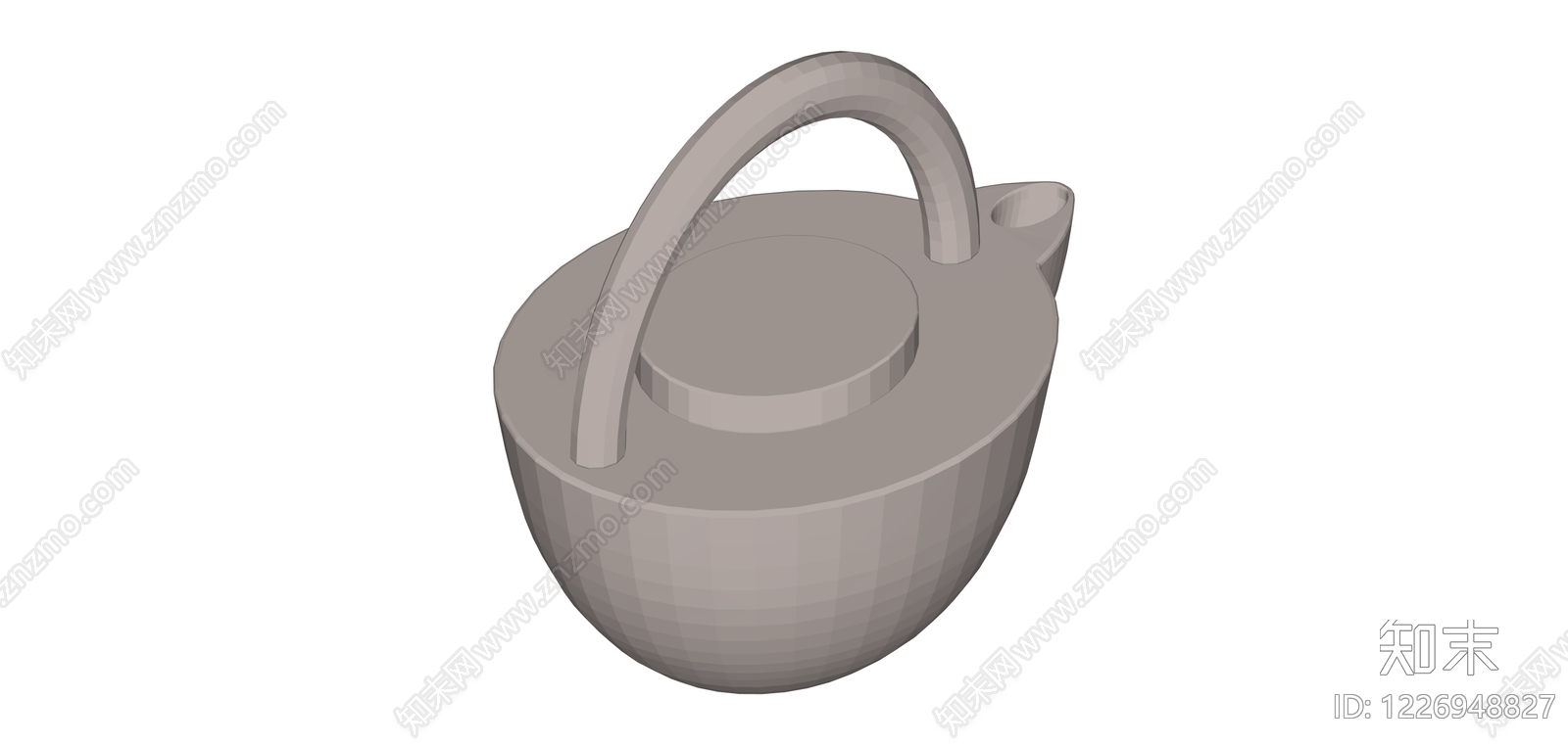 带把手茶壶白模SU模型下载【ID:1226948827】
