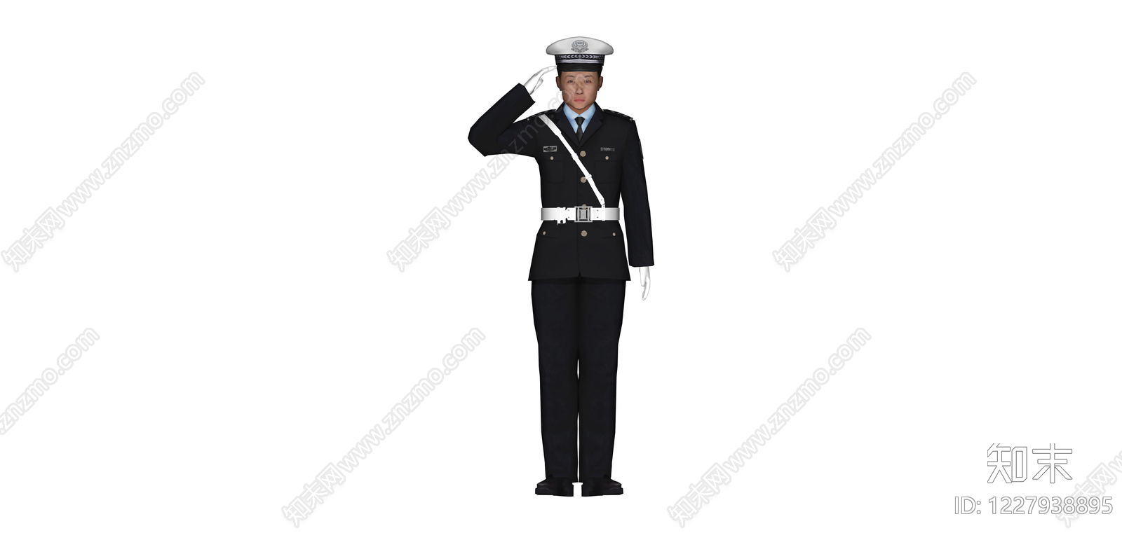 敬礼警察3D模型SU模型下载【ID:1227938895】