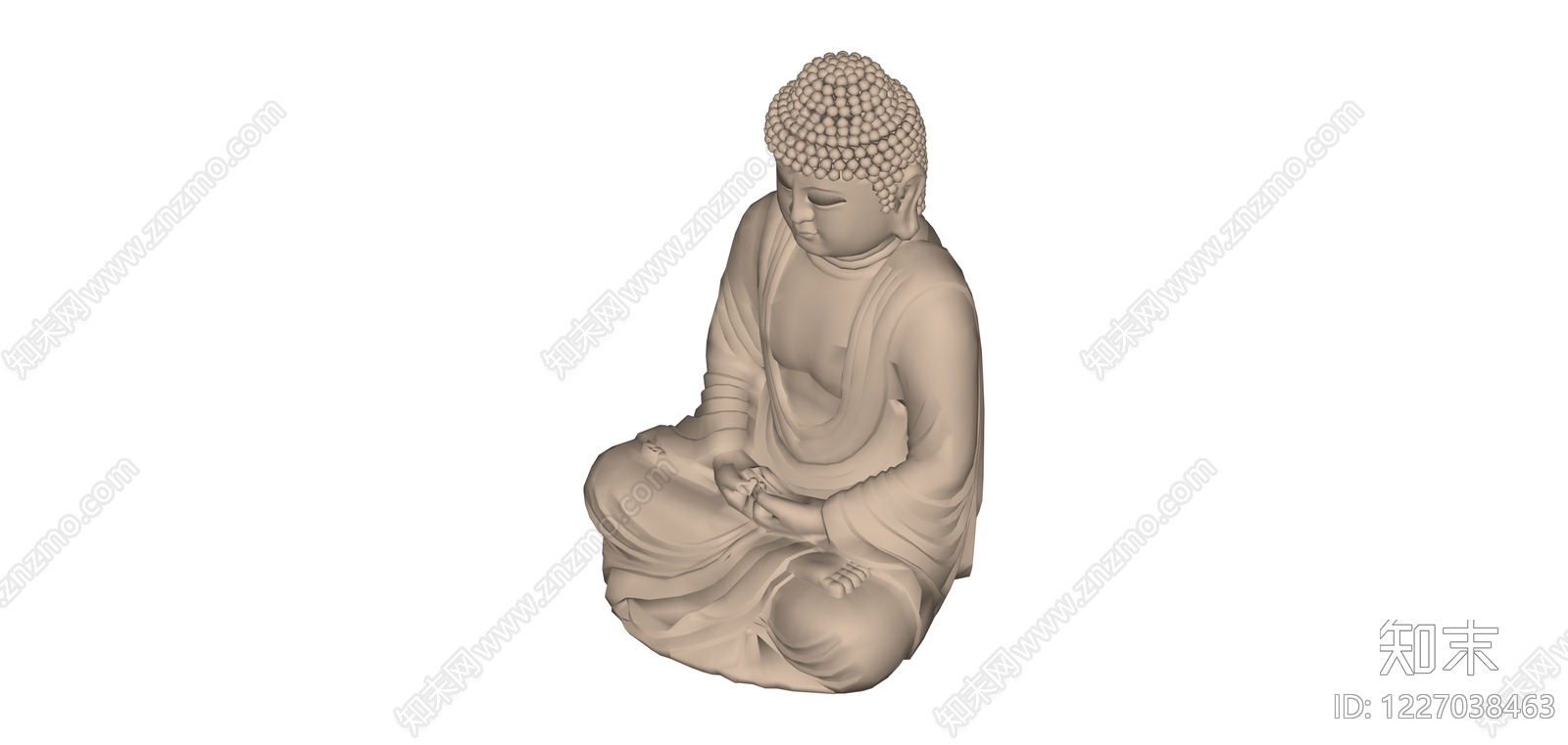 坐姿佛像雕塑白模SU模型下载【ID:1227038463】