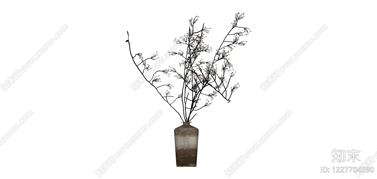 陶瓷花瓶配枯枝SU模型下载【ID:1227704590】