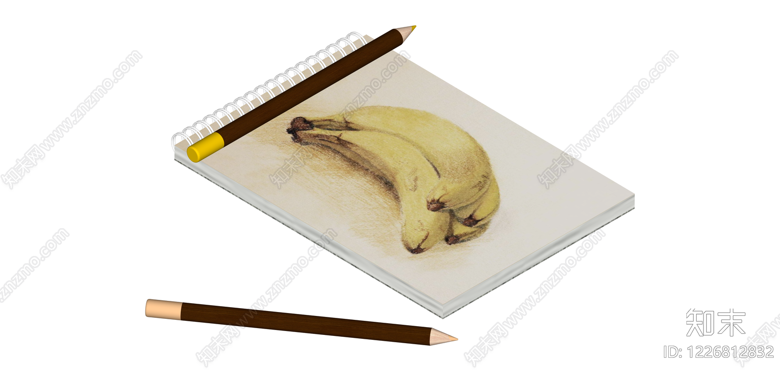 素描本与铅笔组合SU模型下载【ID:1226812832】