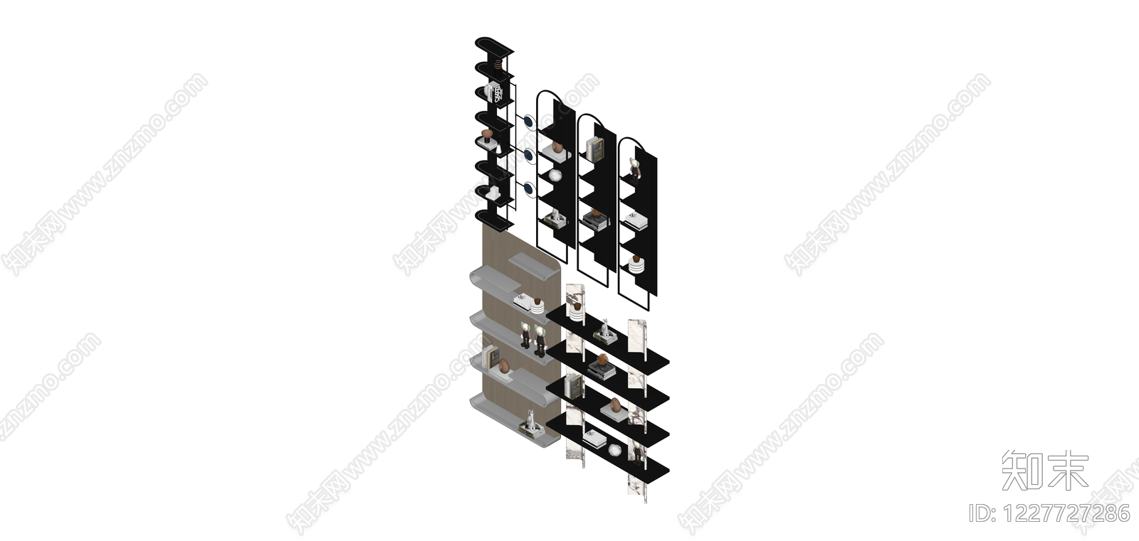 组合展示置物架SU模型下载【ID:1227727286】
