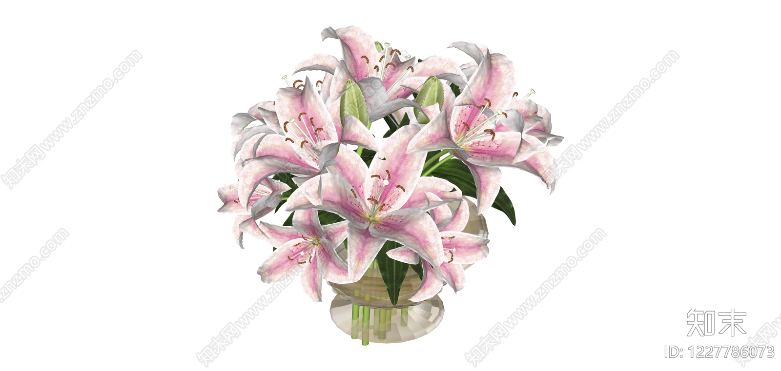 百合花盆栽组合SU模型下载【ID:1227786073】
