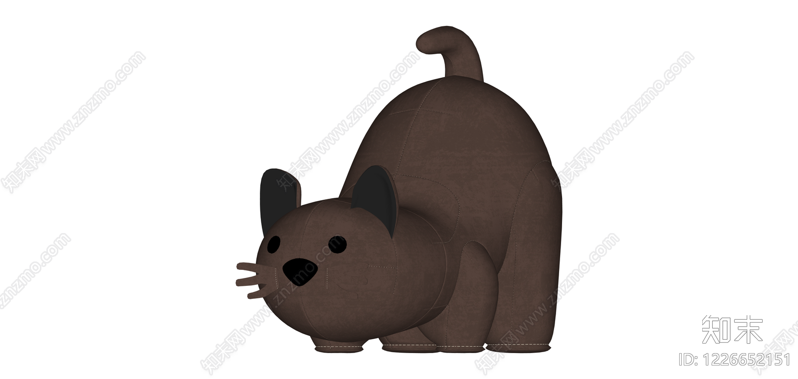 棕色布艺猫咪玩偶SU模型下载【ID:1226652151】