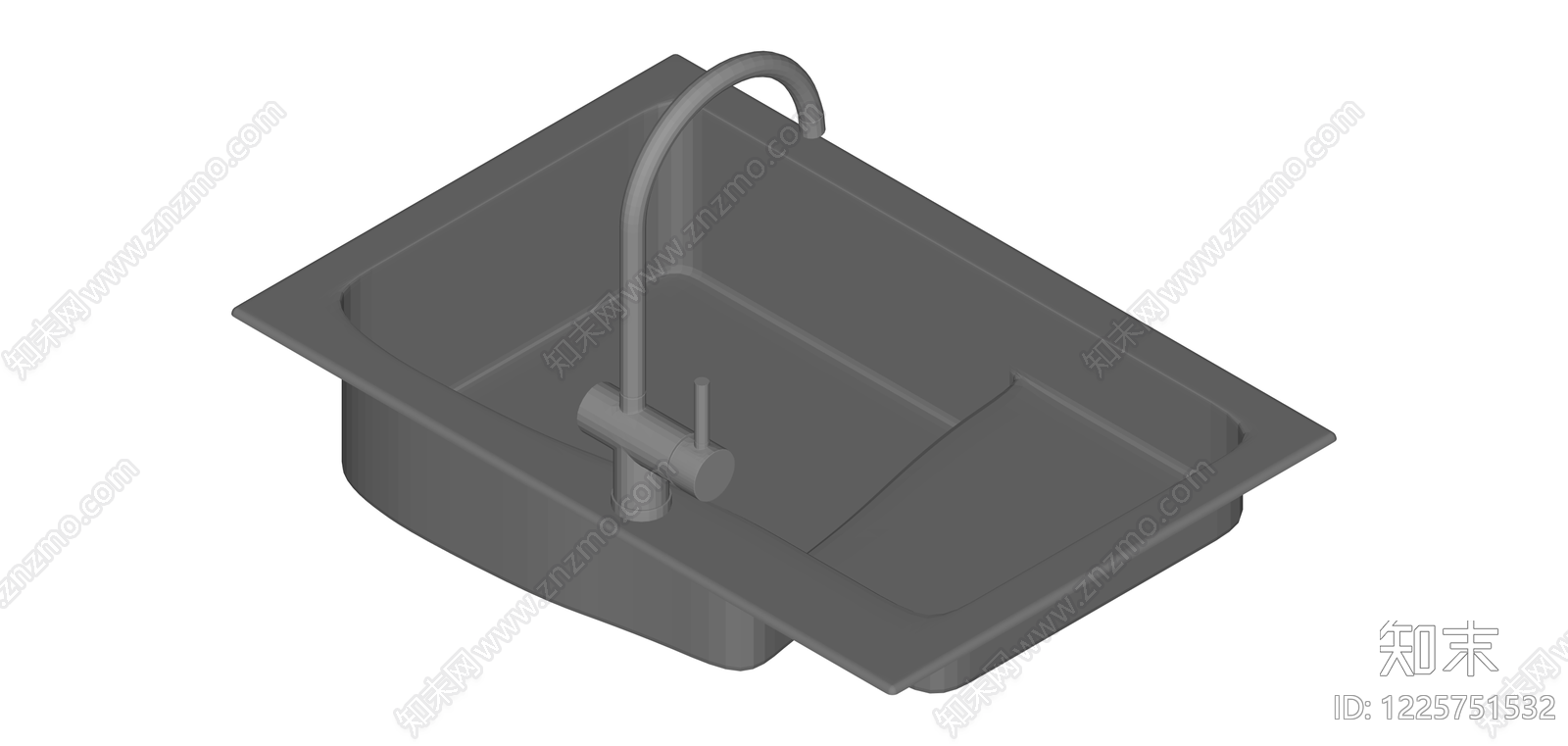 双槽厨房水槽组件SU模型下载【ID:1225751532】