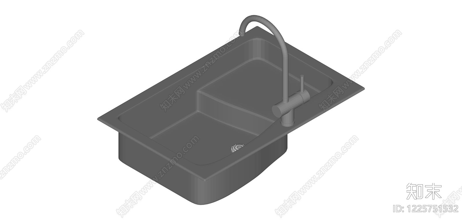 双槽厨房水槽组件SU模型下载【ID:1225751532】