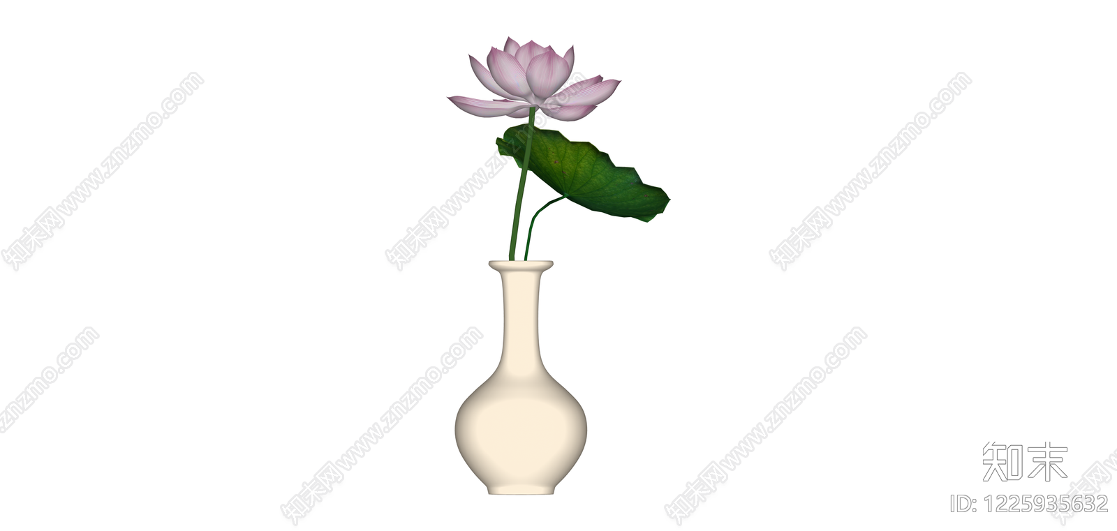 花瓶与荷花组合摆件SU模型下载【ID:1225935632】
