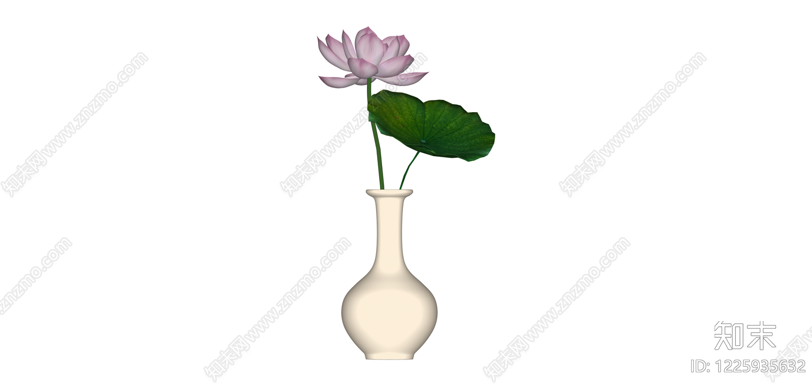 花瓶与荷花组合摆件SU模型下载【ID:1225935632】