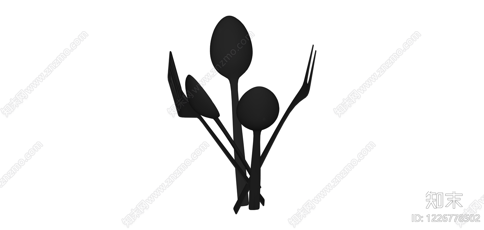 黑色厨具组合SU模型下载【ID:1226778502】