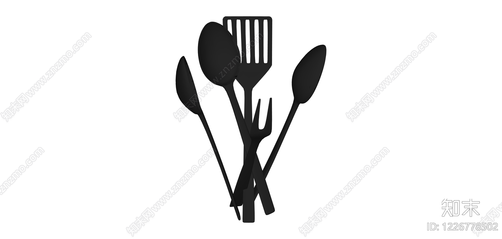 黑色厨具组合SU模型下载【ID:1226778502】