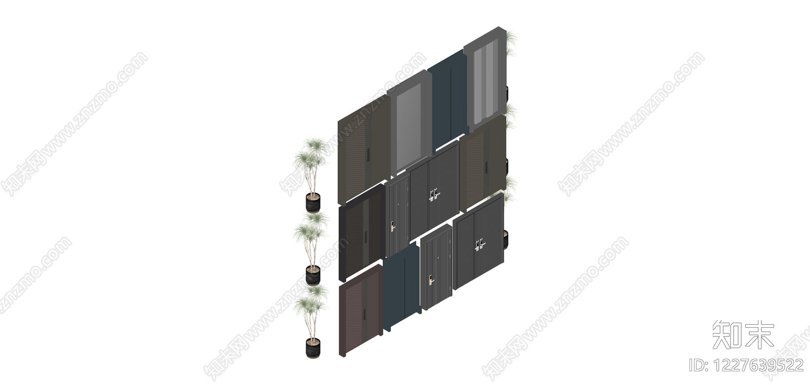 现代入户门组合模型SU模型下载【ID:1227639522】