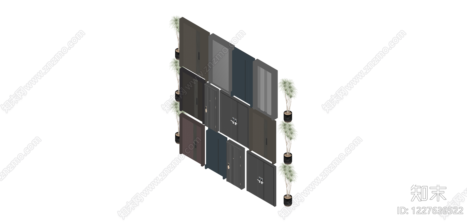 现代入户门组合模型SU模型下载【ID:1227639522】