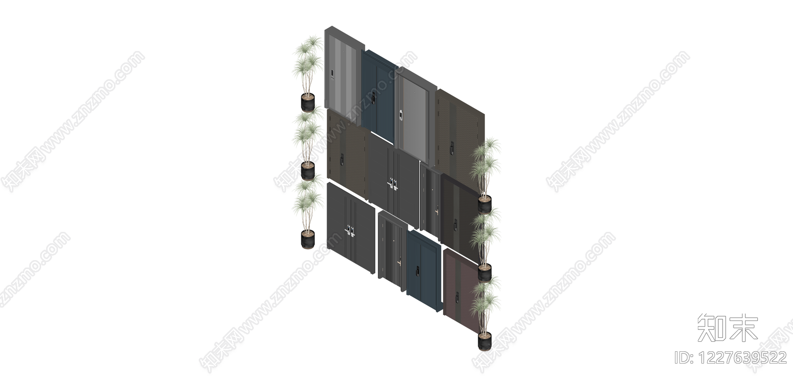 现代入户门组合模型SU模型下载【ID:1227639522】