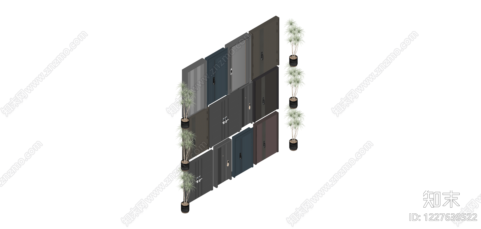 现代入户门组合模型SU模型下载【ID:1227639522】