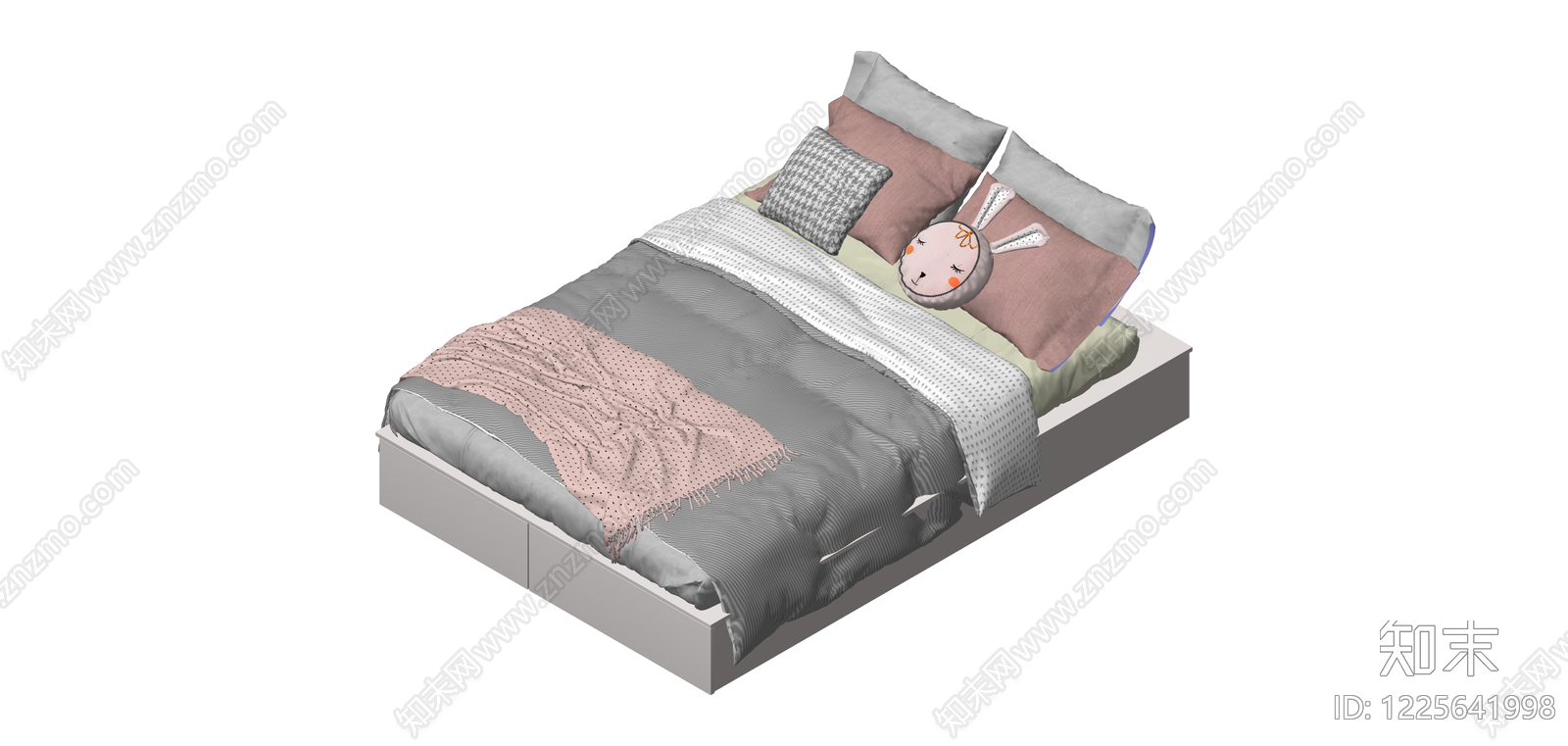 灰色储物床组合SU模型下载【ID:1225641998】