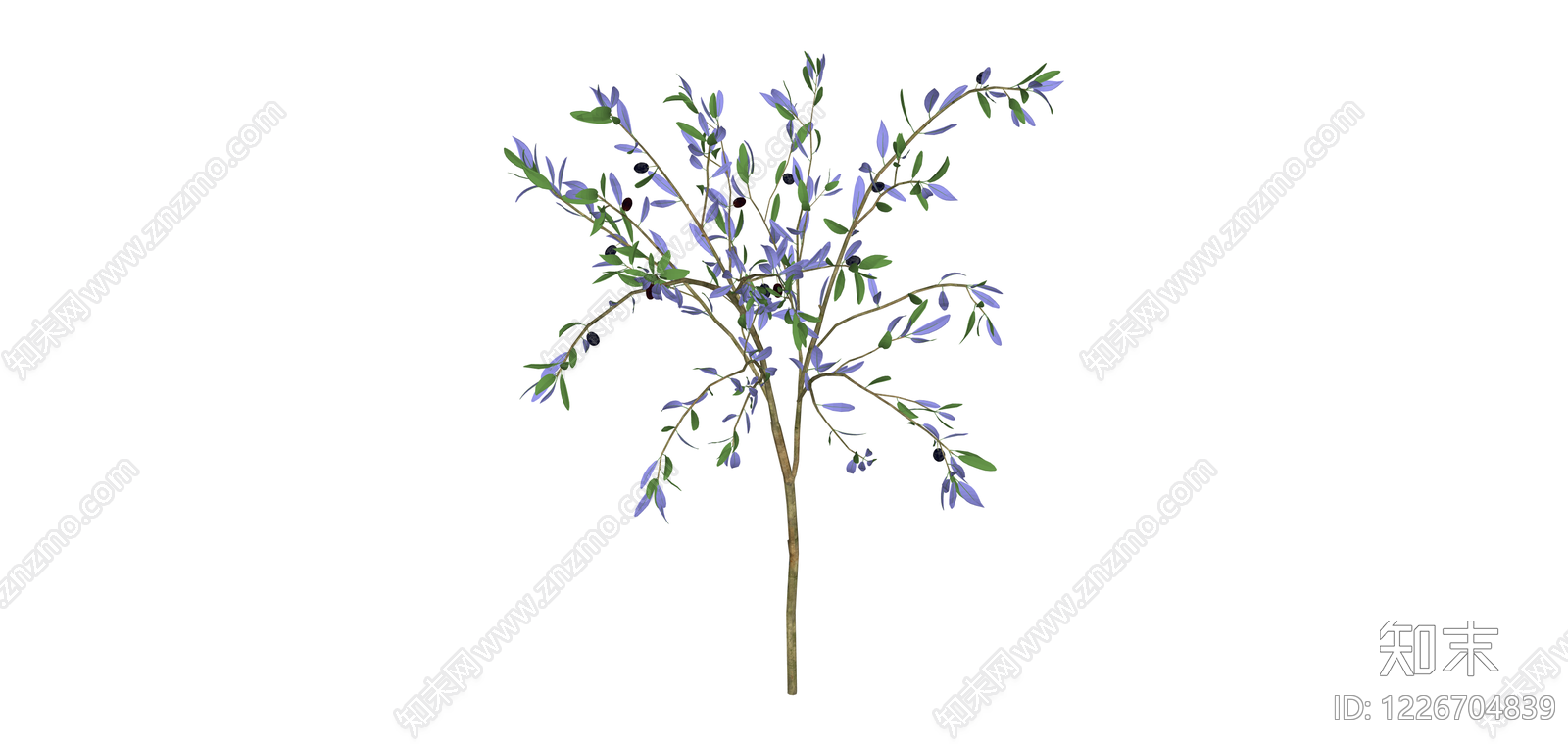 蓝花绿叶植物枝条SU模型下载【ID:1226704839】