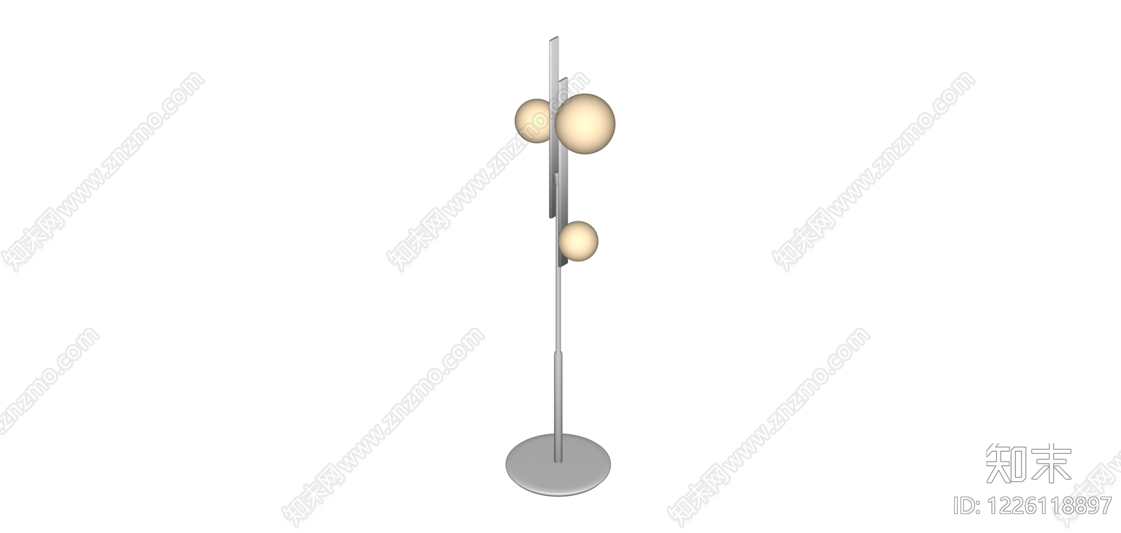 现代三球落地灯SU模型下载【ID:1226118897】