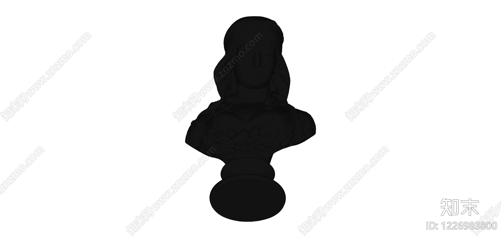 人物半身雕塑SU模型下载【ID:1226983800】