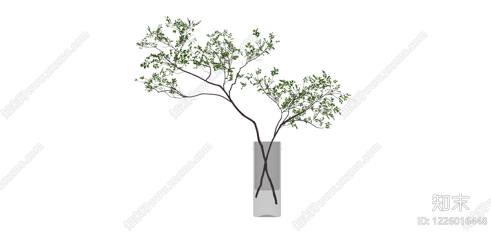 带玻璃花瓶绿植组合SU模型下载【ID:1226016448】