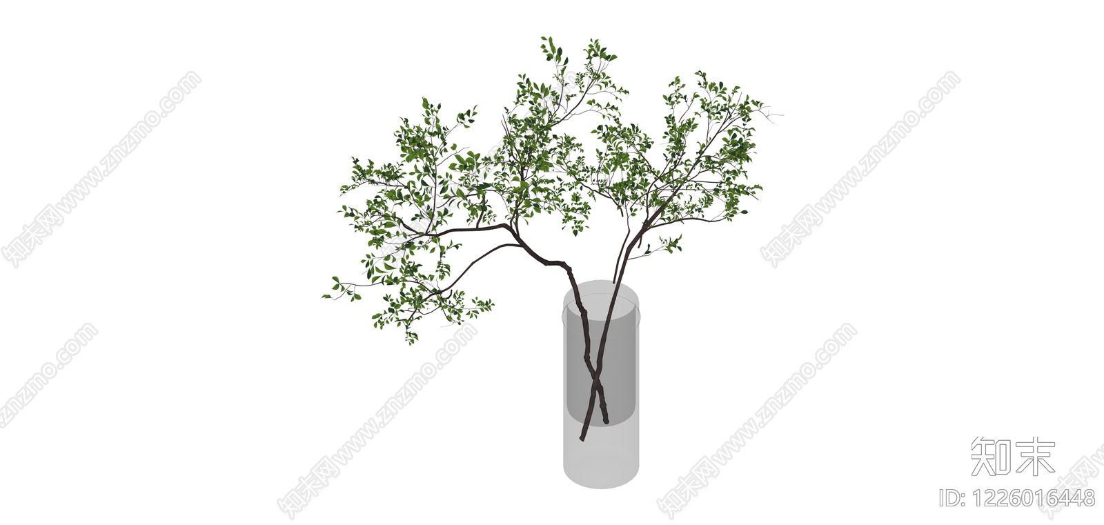 带玻璃花瓶绿植组合SU模型下载【ID:1226016448】