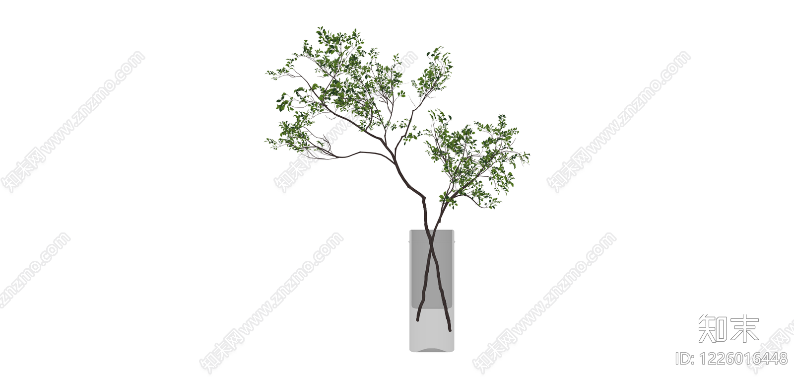带玻璃花瓶绿植组合SU模型下载【ID:1226016448】