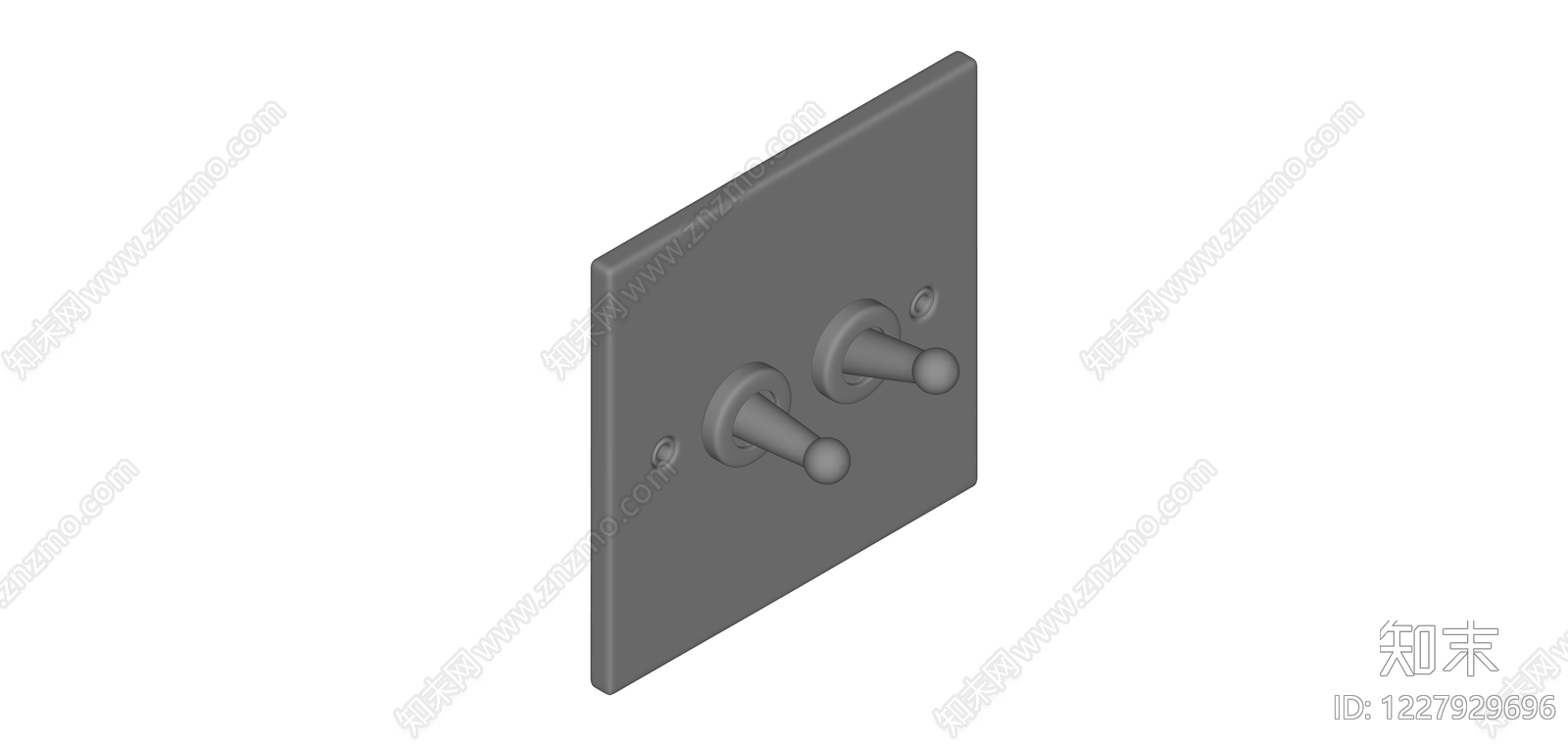 灰色双联翘板开关面板SU模型下载【ID:1227929696】