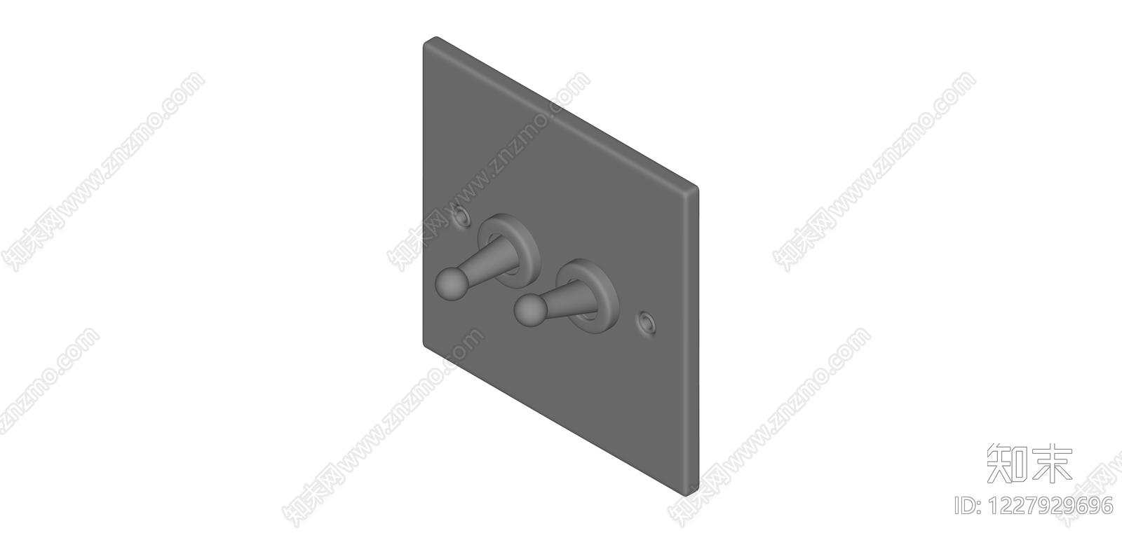 灰色双联翘板开关面板SU模型下载【ID:1227929696】