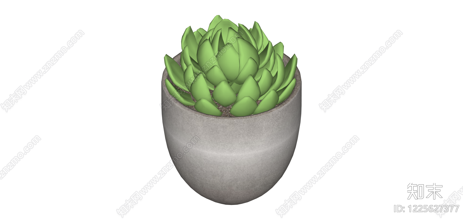 灰色花盆绿植组合SU模型下载【ID:1225627377】