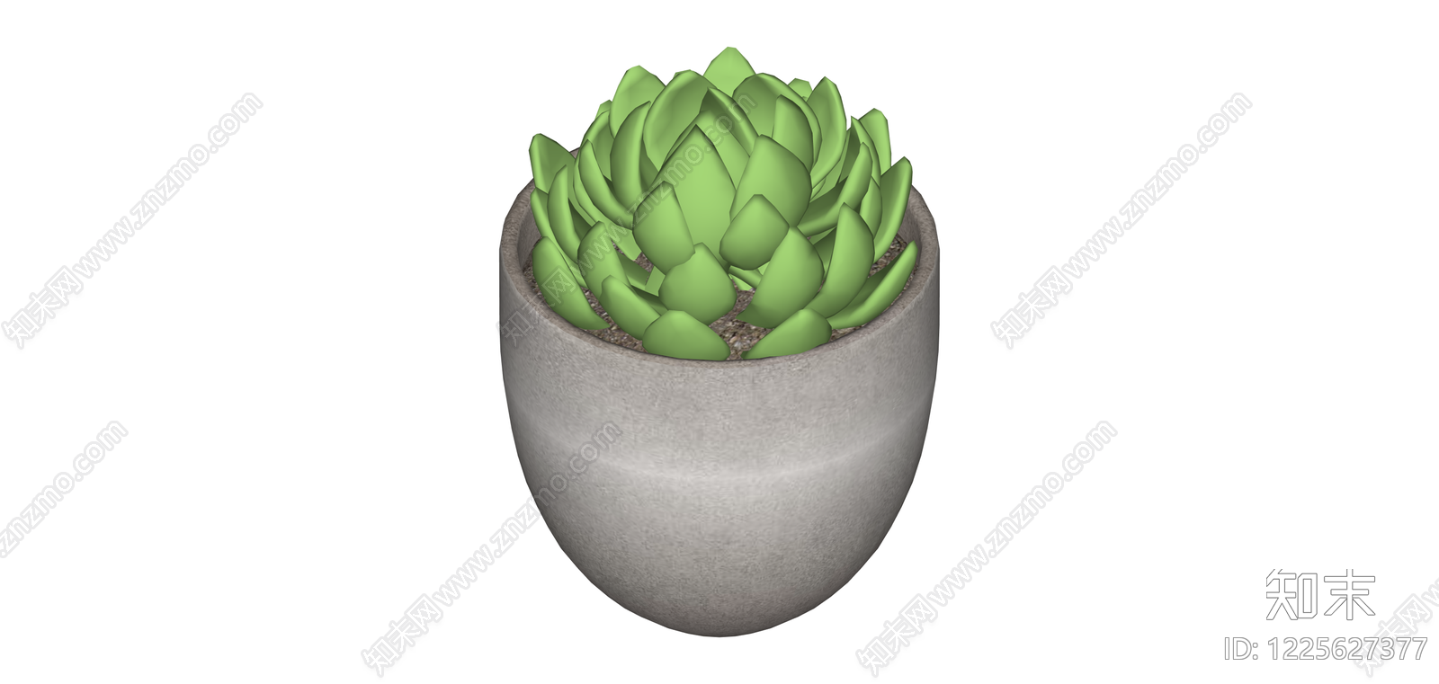 灰色花盆绿植组合SU模型下载【ID:1225627377】