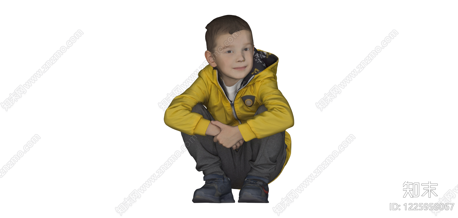 蹲姿男童模型SU模型下载【ID:1225959067】