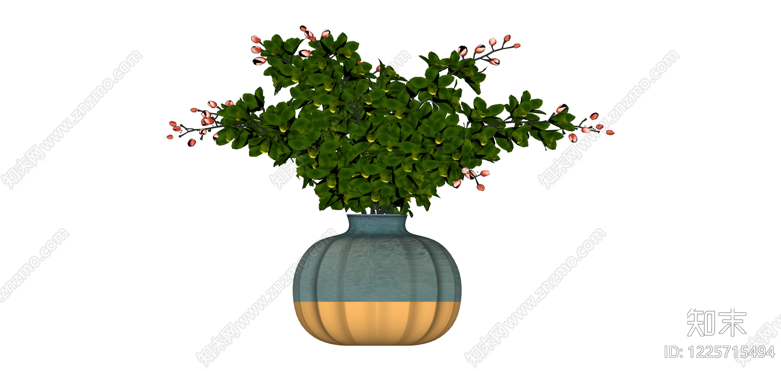 蓝黄双色花盆栽植SU模型下载【ID:1225715494】