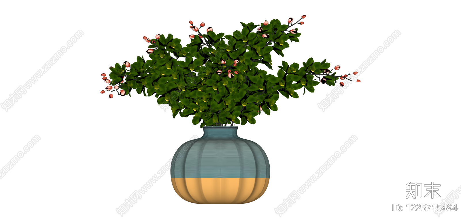 蓝黄双色花盆栽植SU模型下载【ID:1225715494】