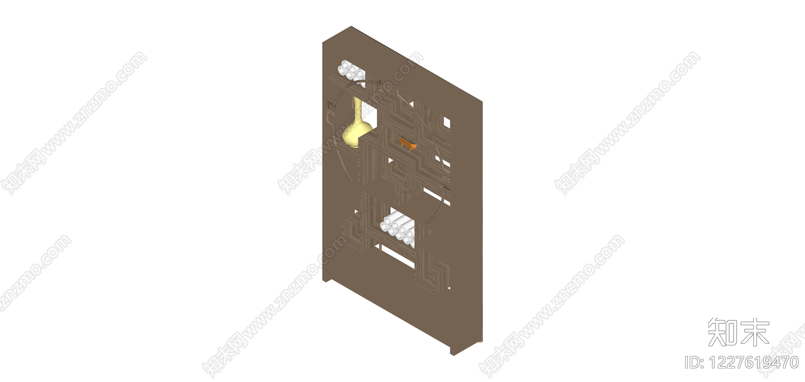 新中式镂空博古架SU模型下载【ID:1227619470】