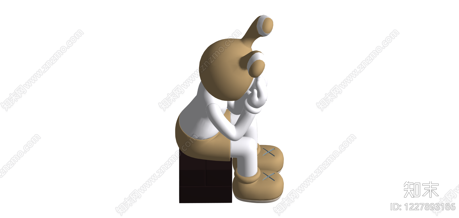 坐姿卡通人物雕塑SU模型下载【ID:1227893186】