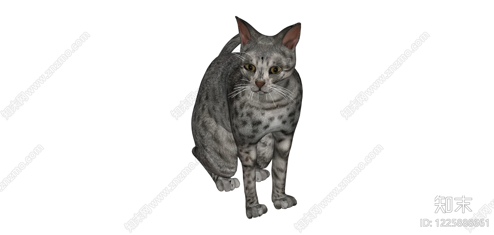 银灰色斑点猫模型SU模型下载【ID:1225888661】