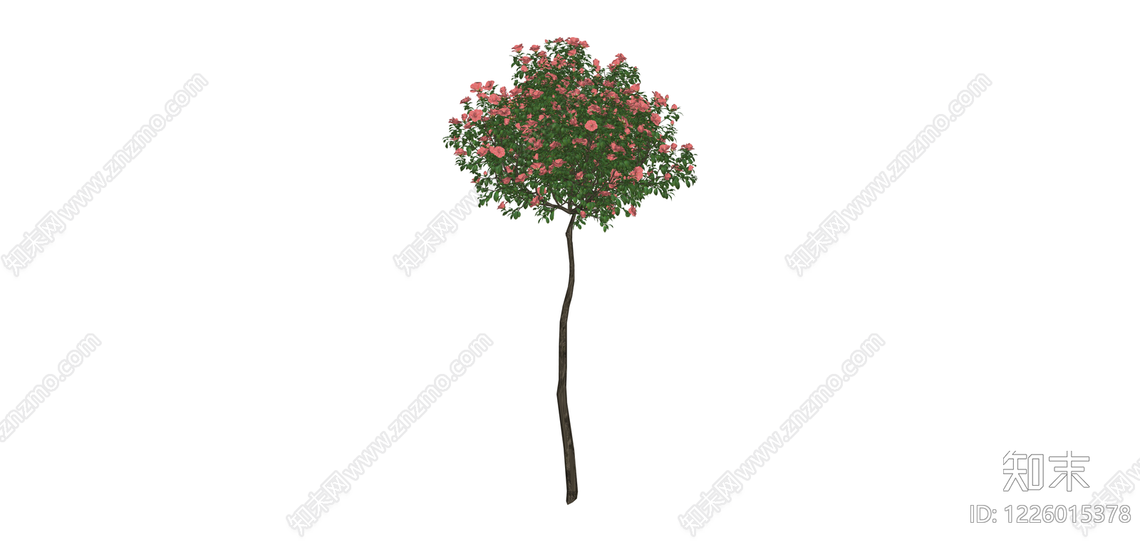 粉色花冠单杆树木SU模型下载【ID:1226015378】