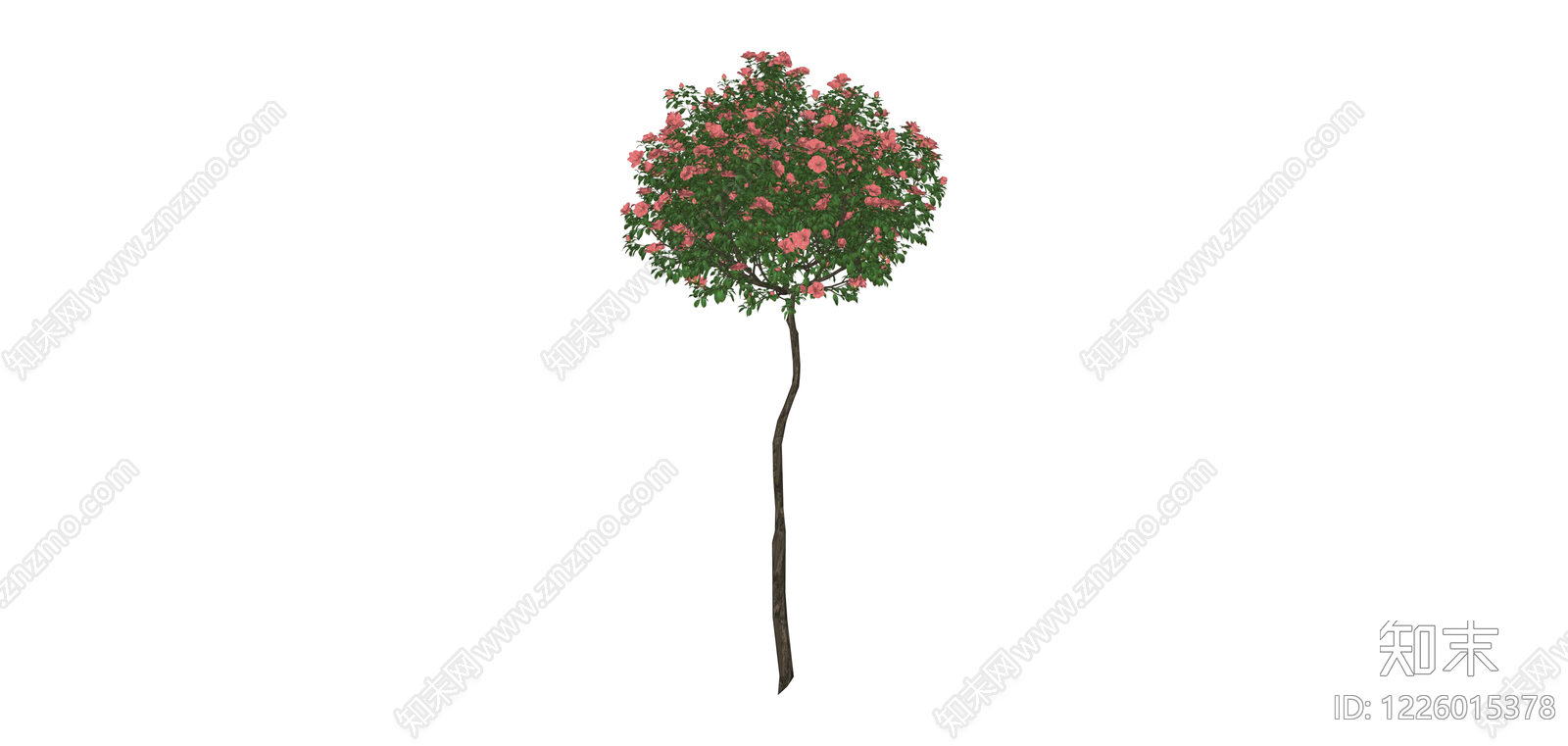 粉色花冠单杆树木SU模型下载【ID:1226015378】