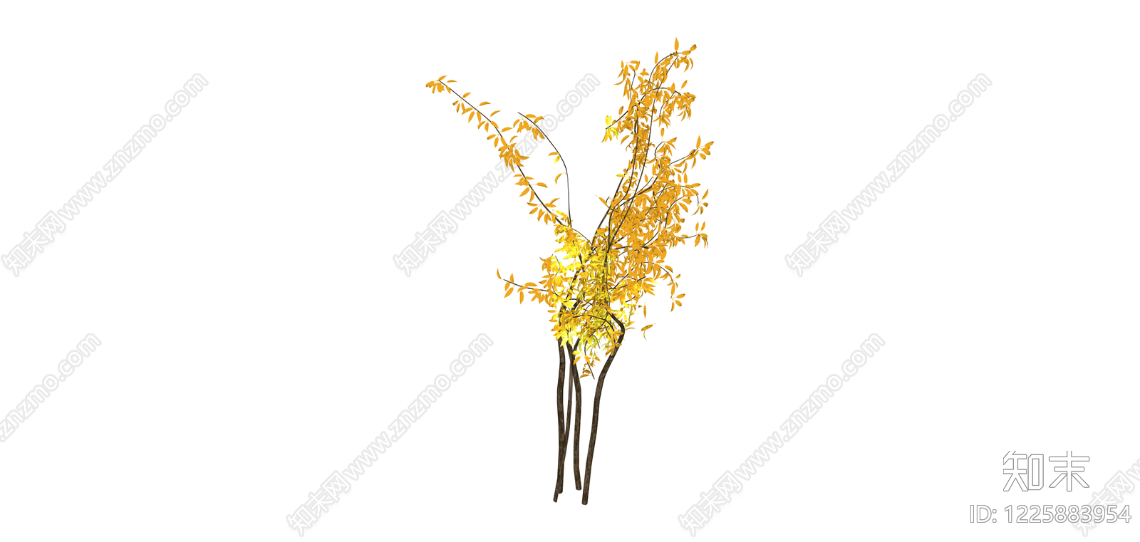 黄叶景观树木SU模型下载【ID:1225883954】
