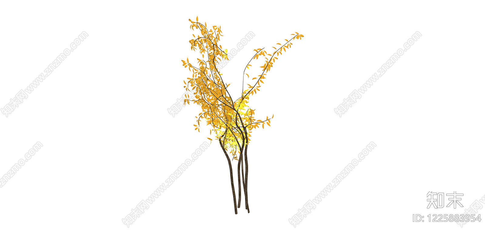 黄叶景观树木SU模型下载【ID:1225883954】