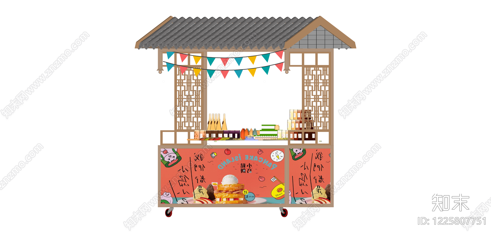 新中式餐饮售货亭SU模型下载【ID:1225807751】