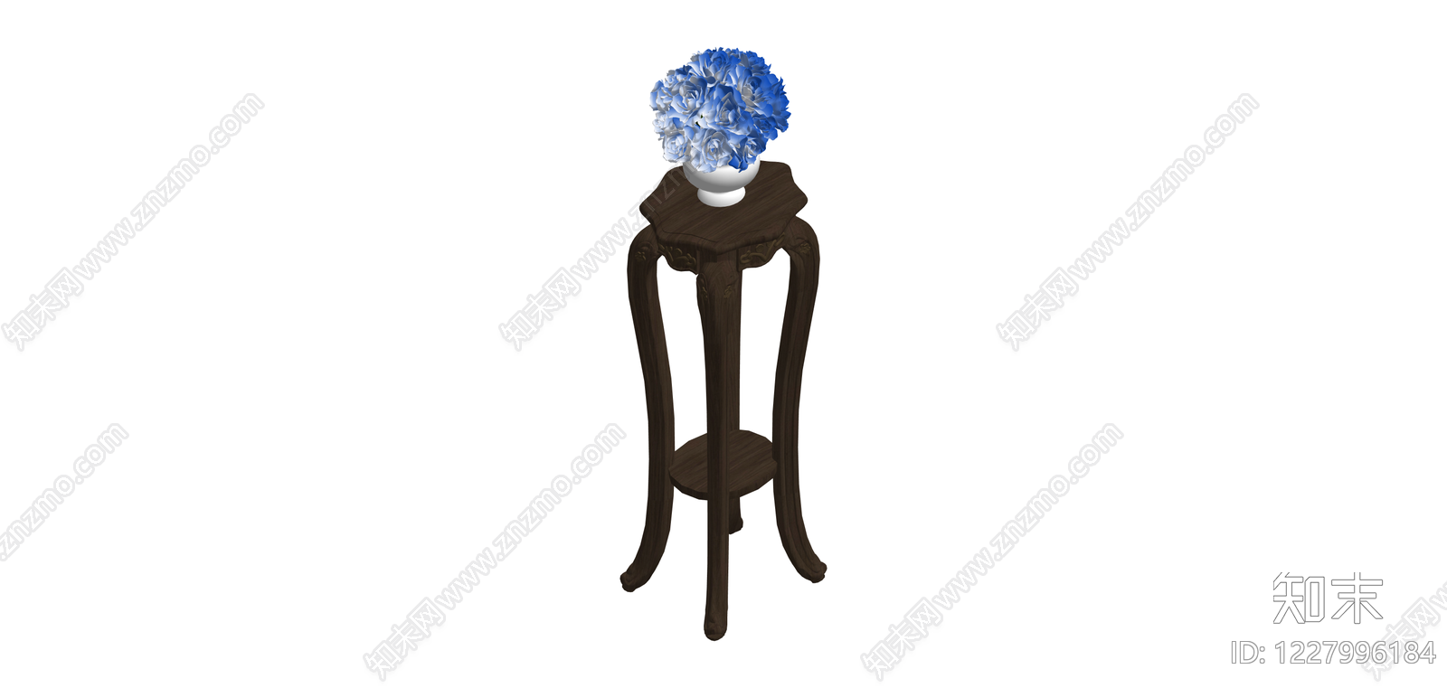 中式花架配蓝色花卉SU模型下载【ID:1227996184】