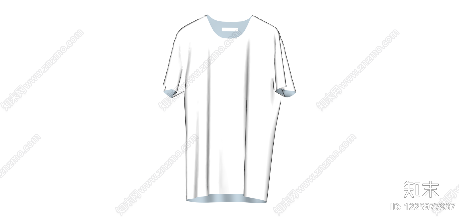 白色短袖T恤白模SU模型下载【ID:1225977937】