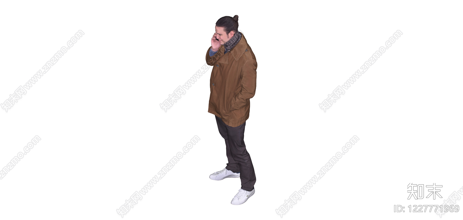 穿棕色外套男子SU模型下载【ID:1227771969】