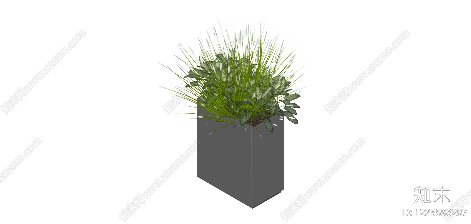 灰色方形景观花盆SU模型下载【ID:1225898287】