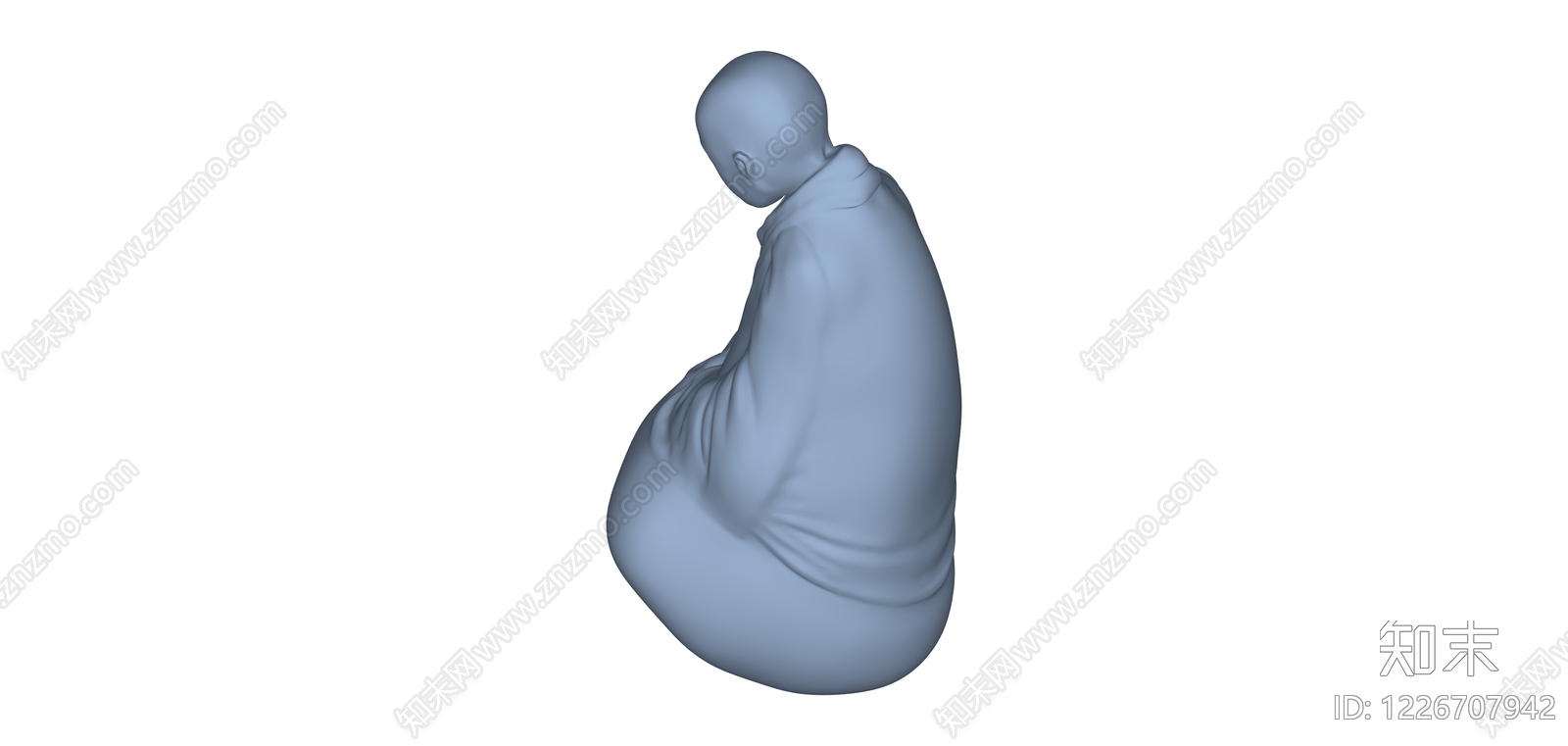 坐姿人物雕塑SU模型下载【ID:1226707942】