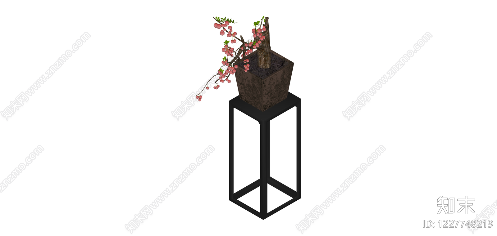 带盆樱花盆栽SU模型下载【ID:1227748219】